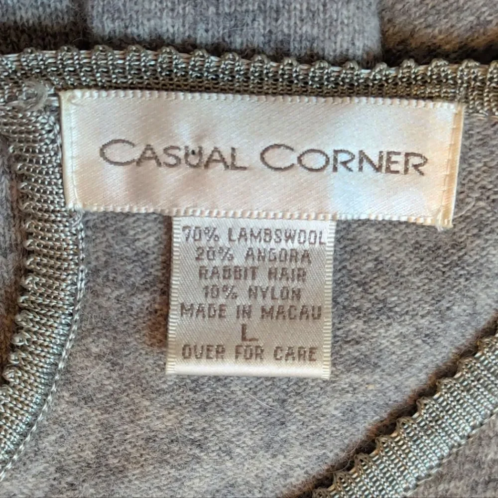 VTG Casual Corner Lambswool Jewelled Quiet Luxury Eclectic Grandma Cozy LG